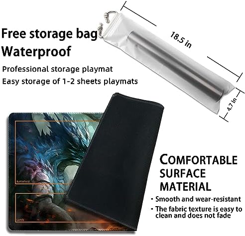 Playmat for MTG, with Free Storage Bags,Game Mat 24 x 14 inches, TCG and Board Game Mat for Cards,Mousepad Desk Mats (with Zones,Magic Mat 3)