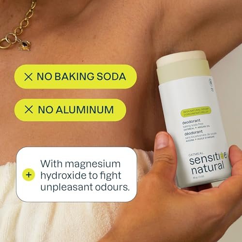ATTITUDE Baking Soda Free Deodorant for Sensitive Skin with Oatmeal and Argan Oil, EWG Verified, Aluminum Free, Plastic-Free, 3 Ounces (Pack of 6)