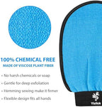 Exfoliating Gloves 2 Pcs, Exfoliating Body Scrubber for Bath Shower Exfoliation, Body Scrub Exfoliator Loofah Sponge for Dead Skin Remover, Korean Exfoliating Mitt (Blue)
