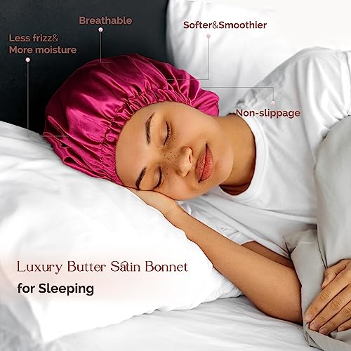 YANIBEST Double Layer Satin Bonnet Silk Bonnet Adjustable Hair Bonnet for Sleeping Hair Bonnets for Women Curly Natural Hair