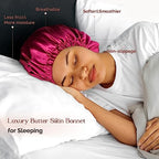 YANIBEST Double Layer Satin Bonnet Silk Bonnet Adjustable Hair Bonnet for Sleeping Hair Bonnets for Women Curly Natural Hair