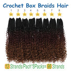 Goddess Box Braids Crochet Hair 8 Packs Pre-looped Boho Box Braiding Hair With Curly Ends Synthetic Braiding Hair Extensions for Women (1B/33/30, 18inch)