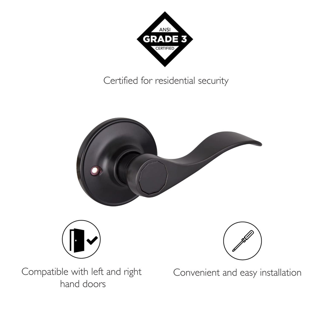 Design House Springdale One-Sided Non-Turning Dummy Door Lever, Matte Black, Decorative Interior Door Handle for Closet, Pantry, and French Doors, Reversible Surface Mount Hardware, 778878