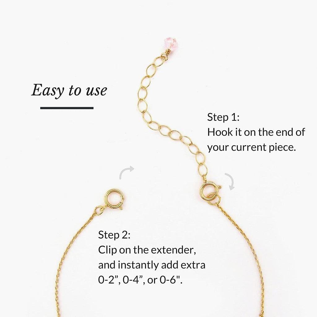 BENIQUE Necklace Bracelet Extender - 14K Gold Filled or Solid 925 Sterling Silver Extension, Medium Size Jewelry Chain, Durable Strong Removable 2" 4" or 6" Made in USA