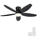 Surtime 42" Ceiling Fans with Lights-Low Profile Ceiling Fan with Light and Remote Control,Flush Mount,DC Reversible,LED Dimmable Blakc Ceiling Fans for Bedroom,Indoor/Outdoor Patio Use