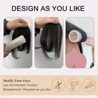ORIGEN Clip in Bangs Real Human Hair Clip on Wispy Bangs Fringe with Temples Hairpieces Fake Front Bangs Extensions for Women Yellow Blonde Color
