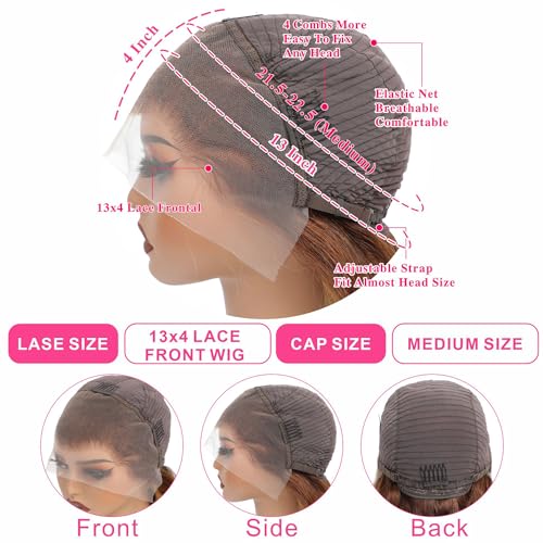 Aaliweya Highlight Lace Front Wigs Human Hair 4/27 Ombre 13x4 Body Wave Lace Frontal Wig for Women 180% Density Glueless Honey Blonde Wig Full and Thick Super Soft 26 inch