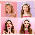 PANTIDE Music Jeweled Knotted Headband - Singer Fans Gift Guitar Red Lip Rhinestone Crystal Embellished Headband Wide Top Knot Fashion Hairband Birthday Back To School Gift for Women Girls (White)