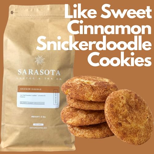 Sarasota Coffee Whole Bean Snickerdoodle Sugar Cookie | Medium Roast Gourmet Flavored Coffee Beans | Low Acid, Mold Free, Specialty Grade Bulk Coffee Beans | 5lb (80 oz)