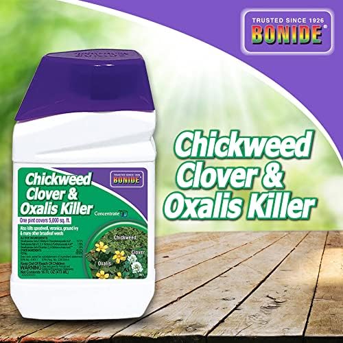 Bonide Chickweed, Clover and Oxalis Killer, 16 oz Concentrate, Controls Weeds and Roots without Harming Lawn
