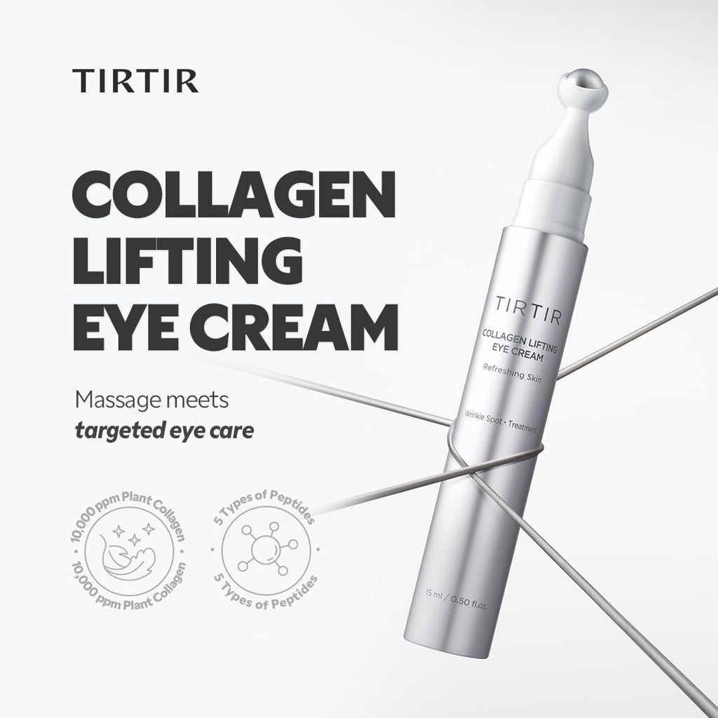 TIRTIR Collagen Lifting Eye Cream - Roller Applicator, Wrinkle Spot Treatment, Revitalizing Moisturizer,Tightening Under Eye For Wrinkles,Fine Lines, Under Eye Bags, Lift Treatment For Men & Women