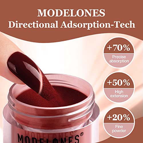 Modelones Dip Powder Nail Kit Starter, 4 Colors Nude Brown Skin Tones Dipping Powder Liquid Set with Base Top Coat Activator Nail Art Beginner DIY Salon