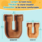 Summidate Customized Name Extra Large Wooden Piggy Bank for Kids Boys Girls Alphabets Letter A-Z Coins Bills Money Change Saving Box Clear Cover (Laser Engraved) Educational Toys 12"- Letter U