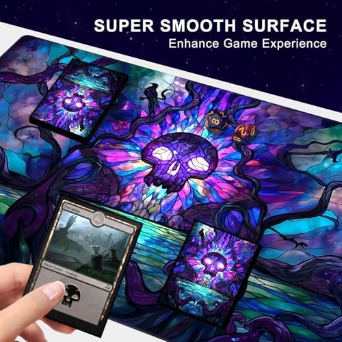 MTG Playmat, TCG Card Game mat, Stitched Edge, Non-Slip Rubber Bottom - 24 x 14 inch - Swamp