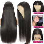Miss Flower 250 Density Ultra-thin Invisible HD Lace Real 13x6 Full Frontal Wigs Human Hair Pre Plucked 28Inch 15A Grade Straight Lace Front Wigs Human Hair Wigs For Black Women