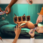 Playmats for Magic: The Gathering MTG Card Game Mat Plus 50 Pcs Card Sleeves, 24 x 14 inch TCG Mat with Stitched Edge for Commander Deck Duskmourn Board Game, Sleeping Fox