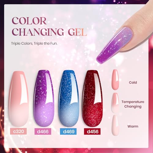 beetles Gel Polish Set Glitter Red Burgundy Blue Green Nude White Pink Purple Fall Gel Nail Polish 39Pcs Valentine's Day Gift for Girls with Base Matte Glossy Top Coat Soak Off Uv LED Nail Lamp Needed
