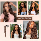 24 Inch Chocolate Brown Lace Front Wig 13x4 Body Wave Lace Front Wigs Human Hair Pre Plucked with Baby Hair Brown Wig Human Hair 200 Density HD Lace Frontal Wigs Human Hair