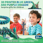 Large 3D Printed Dragon,24 Inch 3D Dragon Toys,Bigger Fidget Crystal Animals Toys, 3D Printed Articulated Animals for Home Office Car Desk Decor(Blue Green Purple)