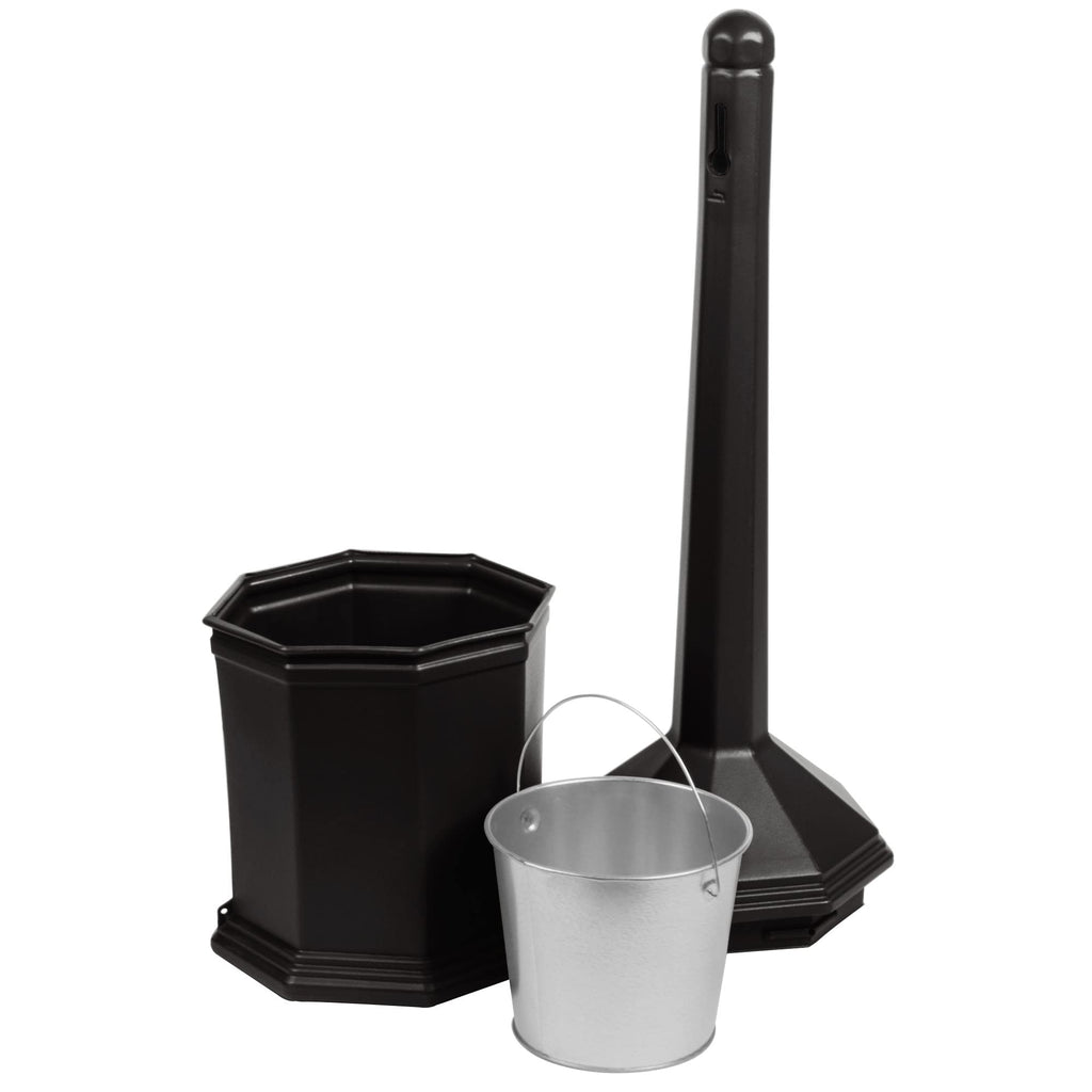 Commercial Zone 710301 Smoker’s Outpost Site Saver Cigarette Receptacle, Black, Plastic, 5 Quart