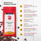 Puroast Low Acid Coffee Decaf Flavored | Decaf Mocha Java Whole Bean | Medium Roast | High Antioxidants & High pH |No Bitter Aftertaste | Reduced Heartburn & GERD | Suitable for Cold Brew - 2.2 LB