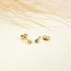 JMLOON 12 Pairs Ear Piercing Stud Earrings, Surgical Stainless Steel Multicolor Cubic Zirconia Birthstone Stud Earrings for Ear Piercing Guns (Gold 4mm)