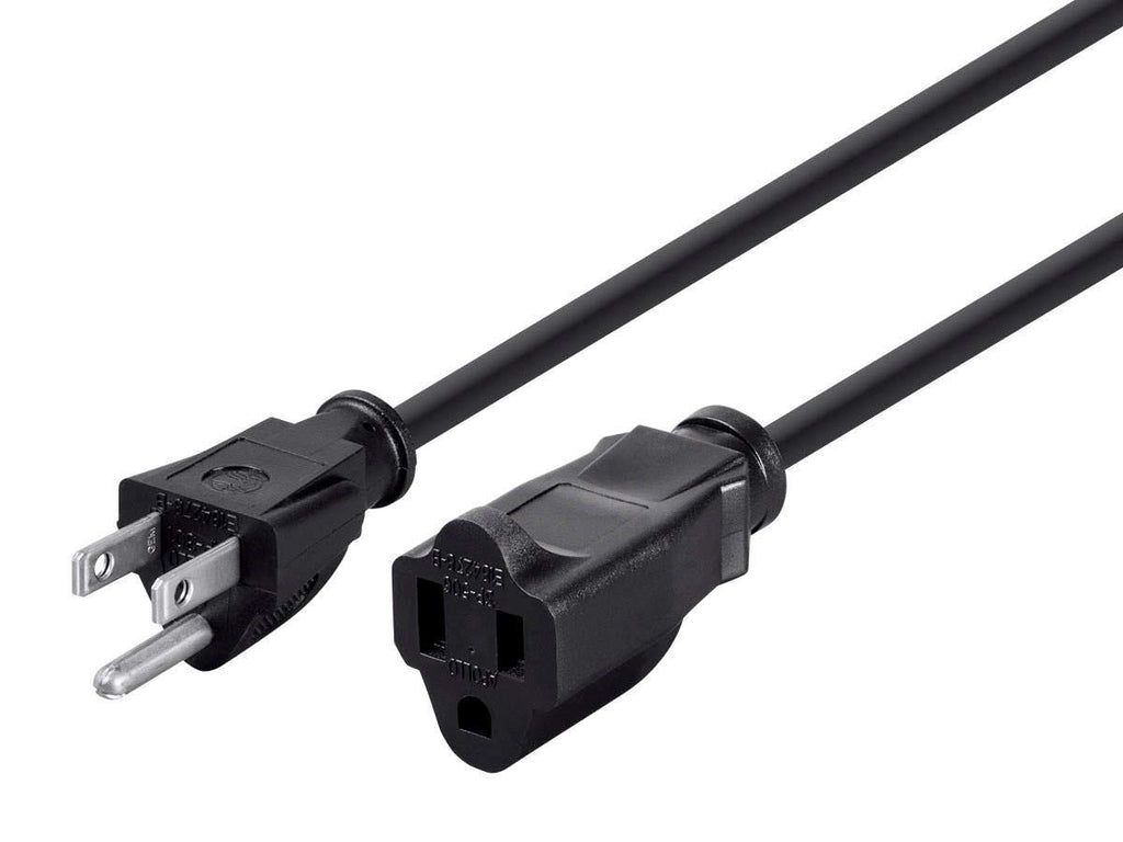 Monoprice Extension Cord - NEMA 5-15P to NEMA 5-15R, 15 Amp, 1875 Watt, 3-Prong, 16AWG, 20 Feet, Black