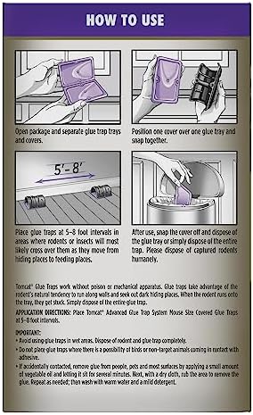 Tomcat Advanced Glue Trap System Mouse Size Covered Glue Traps with 2 Reusable Covers and 4 Disposable Glue Traps