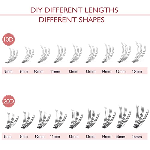 4 Trays 10D Lash Clusters, 960pcs Individual Lashes Extensions Natural Cluster Lashes, 8-12mm Mix Lengths 10 Roots C Curl 0.07mm Thickness eyelash Individual Cluster Lashes and Apply Under your Lashes
