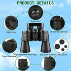 20x50 Binoculars for Adults High Powered with Low Light Compact Waterproof Binoculars for Bird Watching Hunting Travel Football Stargazing BAK-4 Prism FMC Lens(Black)