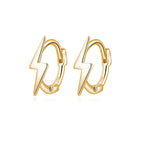 Reffeer Solid 925 Sterling Silver Lightning Bolt Hoop Earrings for Women Teen Girls Lightning Hoop Earrings Cartilage Huggie Earrings (B-18K Gold)