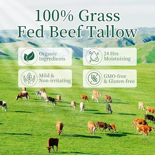 Beef Tallow for Skin, Beef Tallow and Honey Balm for Face and Body, Unscented Face Moisturizer, Deep Hydration & Sensitive Skin Care, 4.23oz