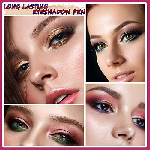 2 Pack Eyeshadow Stick and Cat Eye Black Mascara Set, Cream Shimmer Smooth Eyeshadow Pencil, Waterproof Hypoallergenic Volumizing Lengthening Mascara, Multi-Dimensional eyes Look