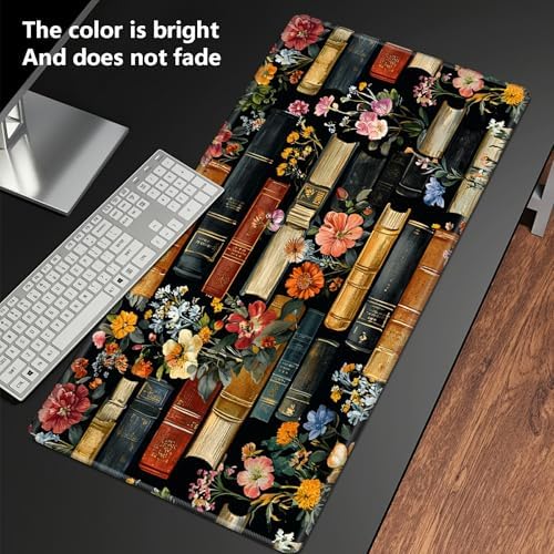 Playmats for Magic: The Gathering MTG Card Game Mat Plus 50 Pcs Card Sleeves, 24 x 14 inch TCG Mat with Stitched Edge for Commander Deck Duskmourn Board Game, Books and Flowers