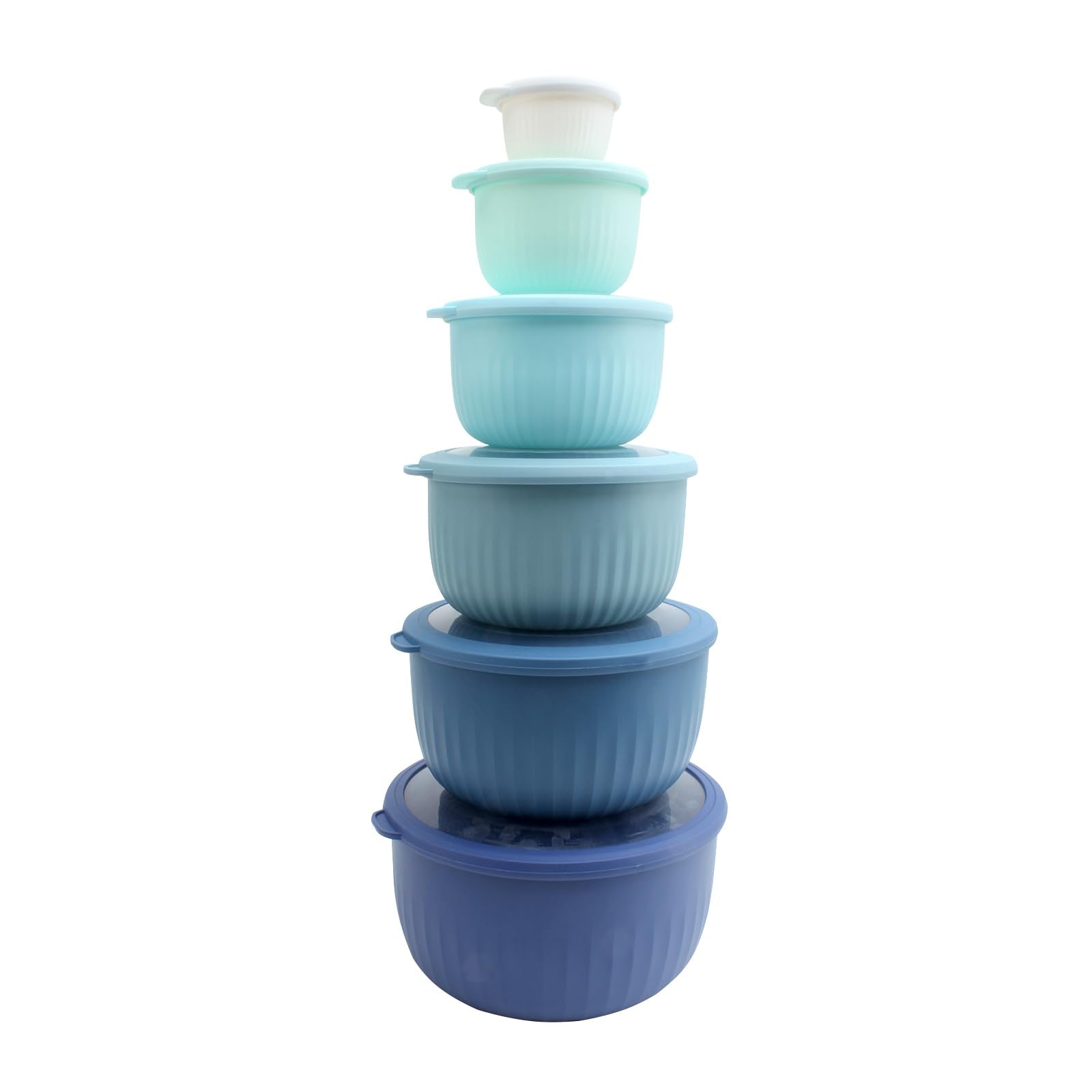 COOK WITH COLOR Prep Bowls with Lids- Wide and Deep Nesting Plastic Small Mixing Bowl Set with Lids, 12 Piece Set - Deep Bowls, Blue