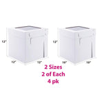 Huoshange Tall Cake Boxes for Tier Cakes,2 Sizes 4 Pack 10x10x12in and 12x12x12in,Sturdy Cardboard Cake Boxes Shipping in 2 3 Tier for Layer Tiered Cakes，Disposable Cake Containers