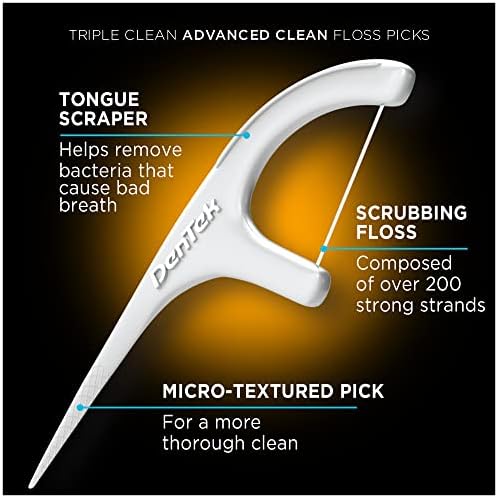 Oral-B Glide Pro-Health Dental Floss, Deep Clean Cool Mint Flavor, 40 M, 3 Count & DenTek Triple Clean Advanced Clean Floss Picks, No Break & No Shred Floss, 150 Count