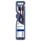 Oral-B 3D White Charcoal Toothbrush, 2 Count Medium Manual tootbrush Pack, Whitens Teeth, removes Plaque and Stains, Tongue Scraper Tooth Brush