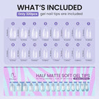 BTArtbox Half Matte Soft Gel Nail Tips - 320pcs Pre-Shaped Almond Nails, Full Cover Acrylic Fake Nails Medium, Clear Ultra Fit & Natural False Nails for Nail Extension, 16 Sizes