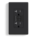 ELEGRP GFCI Outlet 20 Amp, Self-Test GFI Electrical Outlet with Thinner Design, TR Tamper Resistant GFCI Receptacle, Ground Fault Circuit Interrupters with Wall Plate, UL Listed, Matte Black, 1 Pack