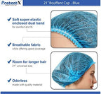 ProtectX 500-Pack Blue Disposable Hair Nets, Elastic Head Cover, Bouffant Caps, Sanitation Head Cover for Food Service, Spa Men & Women - 21 inch