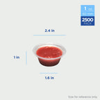 Karat [2500 ct] 1 oz Portion Cups - Polypropylene Condiment Cups for Dressings, Sauce, Souffle, Jello Shots Containers | Clear | FP-P100-PP