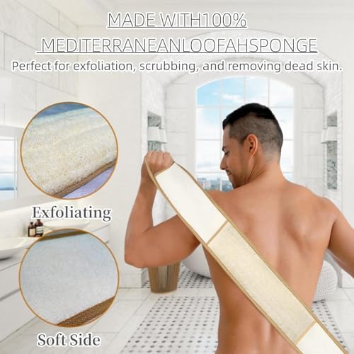 Exfoliating Natural Loofah Sponge Back Scrubber for Shower, Exfoliating Sponge for Shower, Bath Shower Scrubber for Men and Women, Luffa Scrubber to Clean Your Back Deeply Relax Your Body (1 Pack)