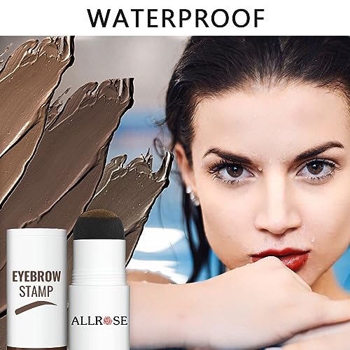 ALLROSE Eyebrow Stamp Stencil Kit - Eye Brow Stamping Kit, One Step Brow Stamp Kit, 20 Brow Stencils and Stamp Kit, Waterproof Perfect Eyebrow Kit, Easy to Use, Auburn
