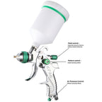 ENDOZER Professional HVLP Spray Gun Set Gravity Feed Air Spray Gun with 1.3, 1.5, 1.8mm Nozzles 20oz 600cc with Gauge for Auto Paint, Primer, Clear/Top Coat & Touch-Up (Not Suitable for Latex Paint)