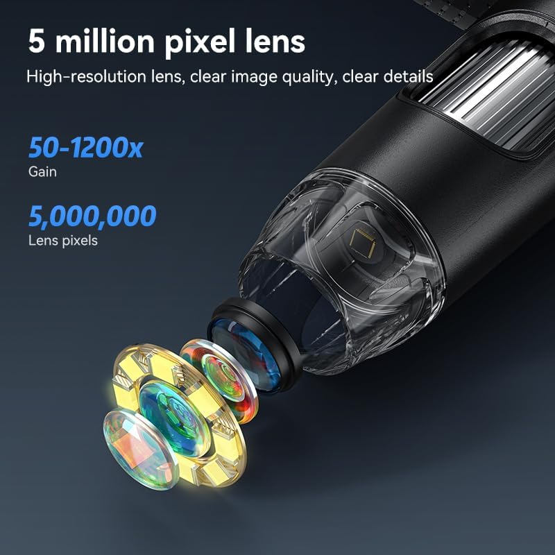 Microscope-LCD Digital Coin Microscope 500x, Coin Magnifier with 8 Adjustable LED Lights, PC View Compatible with Windows/MacBook,7 Inch