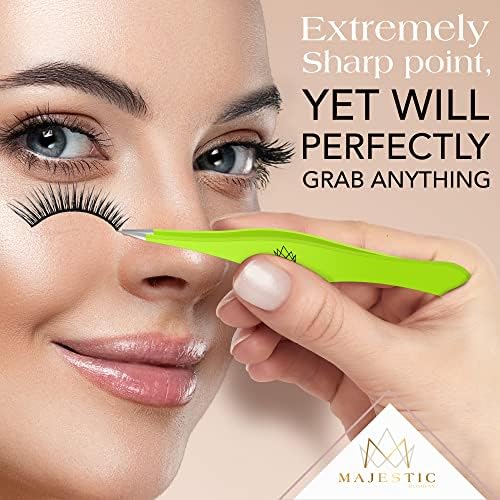 Majestic Bombay Fine Point + Slant Tweezers for Women and Men – Splinter Ticks, Facial, Brow and Ingrown Hair Removal–Sharp, Needle Nose, Surgical Tweezers Precision best tweezers for chin hair