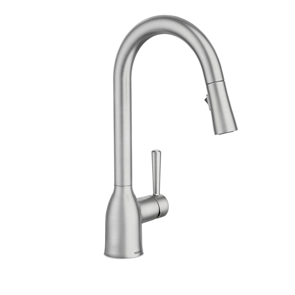 Moen Adler Spot Resist Stainless One-Handle High Arc Pulldown Kitchen Faucet with Power Clean, 87233SRS