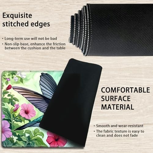 Playmats for Magic: The Gathering MTG Card Game Mat Plus 50 Pcs Card Sleeves, 24 x 14 inch TCG Mat with Stitched Edge for Commander Deck Duskmourn Board Game, Hummingbird Flowers