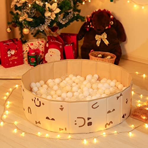 GOGOSO Balls for Ball Pit - Plastic Ball for Toddlers 1-3, Baby Kids Ball Pool Decoration 50 100 200 300 500 1000 (A White+Beige+Clear, 50 Balls)